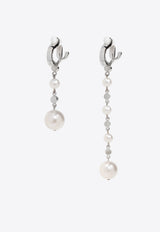 Crystals and Pearls Logo Drop Earrings Jimmy Choo PEARL DROP CLIP ON XYY-SILVER WHITE CRYSTAL