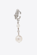 Crystals and Pearls Logo Drop Earrings Jimmy Choo PEARL DROP CLIP ON XYY-SILVER WHITE CRYSTAL