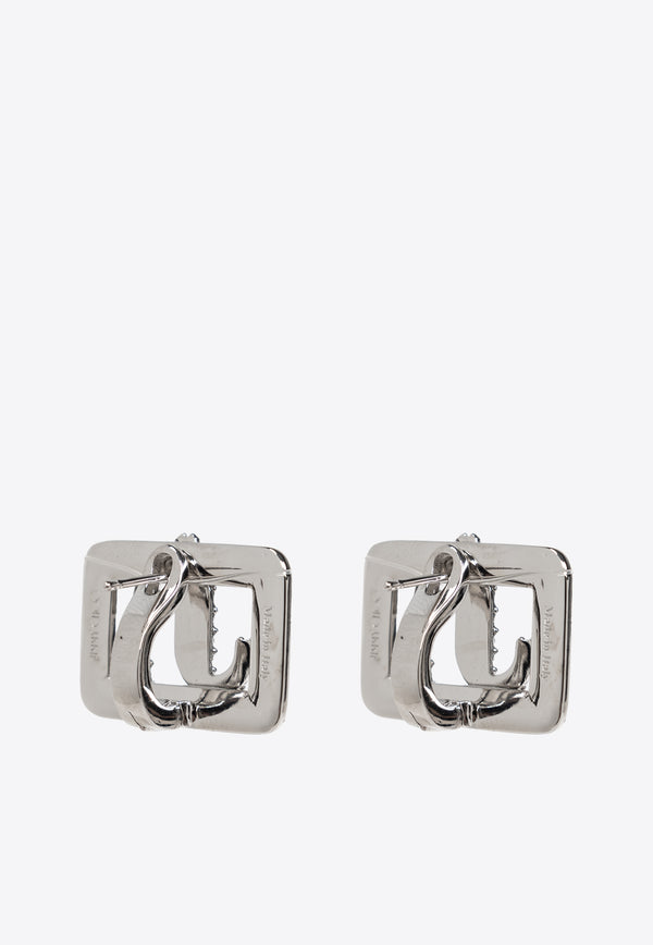 Crystal-Embellished Logo Earrings Jimmy Choo SQUARE JC EARRING L XYD-SILVER CRYSTAL