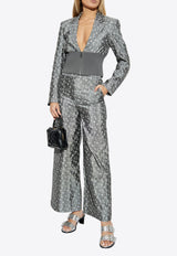 Ganni Floral Jacquard Zip-Up Blazer Grey W0167 6855-207