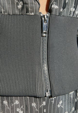 Ganni Floral Jacquard Zip-Up Blazer Grey W0167 6855-207