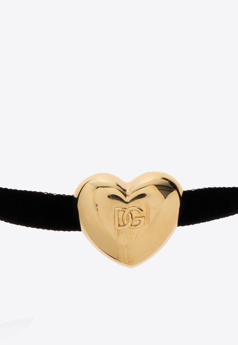 Logo-Embossed Heart Velvet Choker Necklace Dolce & Gabbana WNQ8S1 W1111-N0011