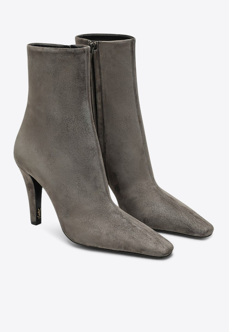 Saint Laurent Jill 95 Suede Ankle Boots Taupe 80667427DAB/R_YSL-1119