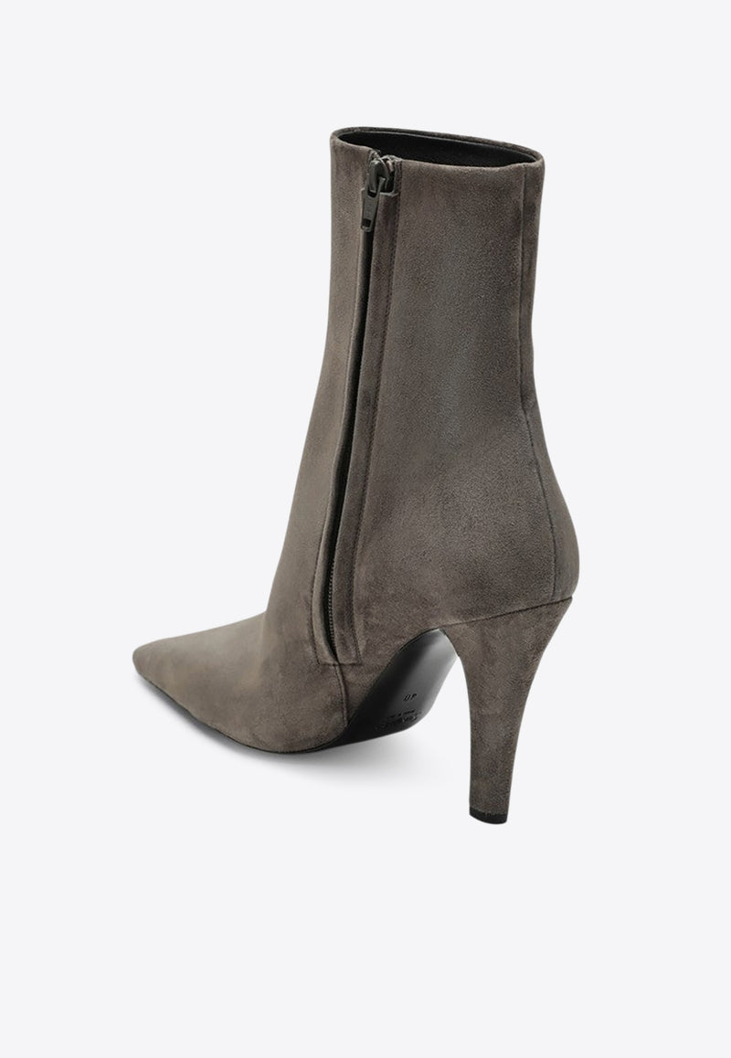 Saint Laurent Jill 95 Suede Ankle Boots Taupe 80667427DAB/R_YSL-1119