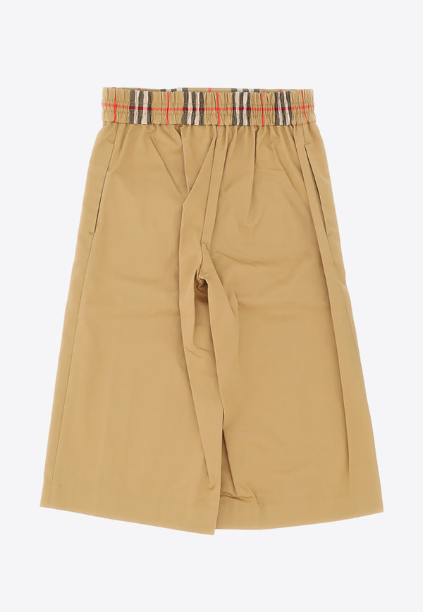 Burberry Kids Girls Wide-Leg Cropped Pants Beige 8068047_EBSF_A7026