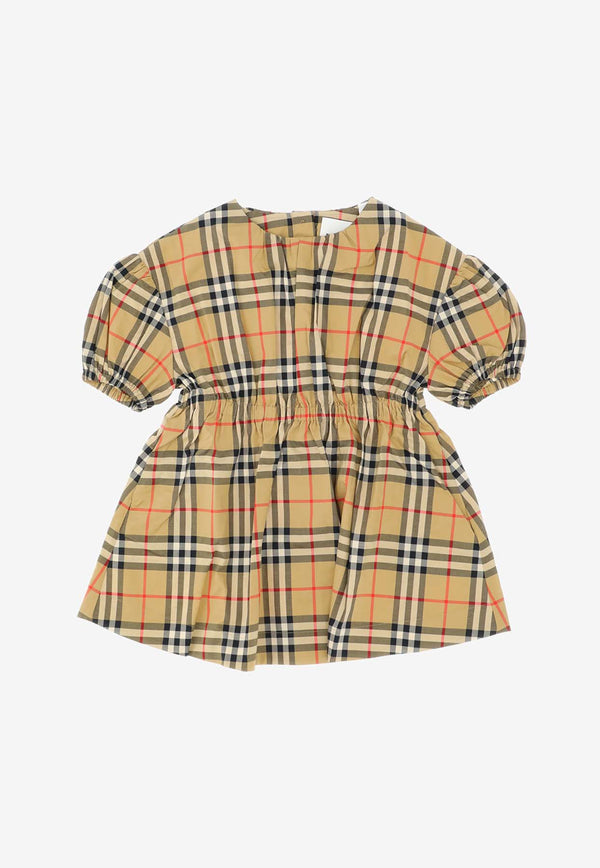 Burberry Kids Girls Check Pattern Dress 8068451_116036_A7028 Beige