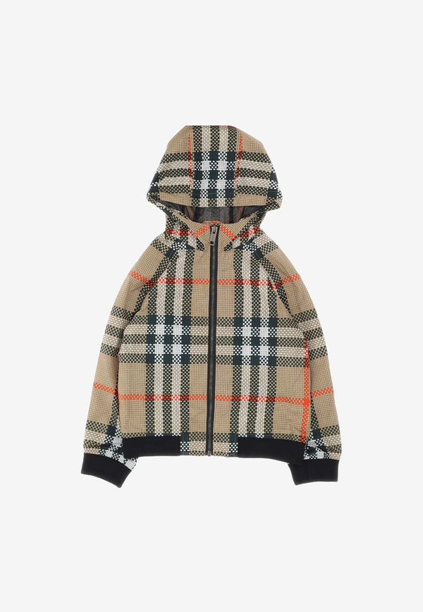 Burberry Kids Boys Checked Zip-Up Jacket 8069336_145085_A7168 Beige