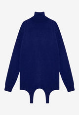 Saint Laurent Turtleneck Cashmere Sweater with Garter Blue 806969YALL2/P_YSL-4069