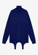 Saint Laurent Turtleneck Cashmere Sweater with Garter Blue 806969YALL2/P_YSL-4069