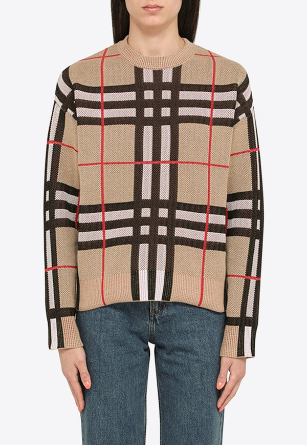 Burberry Checked Knitted Sweater Beige 8070354145921/N_BURBE-A7026