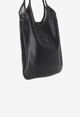 Miu Miu Ivy Leather Tote Bag Black 5BG231VMLN2CRW_F0002