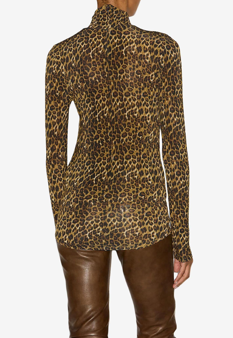 Isabel Marant Joyela Leopard Print Long-Sleeved Top Brown HT0499FAB4K06I_99LE