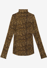 Isabel Marant Joyela Leopard Print Long-Sleeved Top Brown HT0499FAB4K06I_99LE