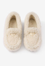 Prada Triangle Logo Shearling Loafers Cream 1DD087FZF05MPD_F0018