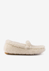 Prada Triangle Logo Shearling Loafers Cream 1DD087FZF05MPD_F0018