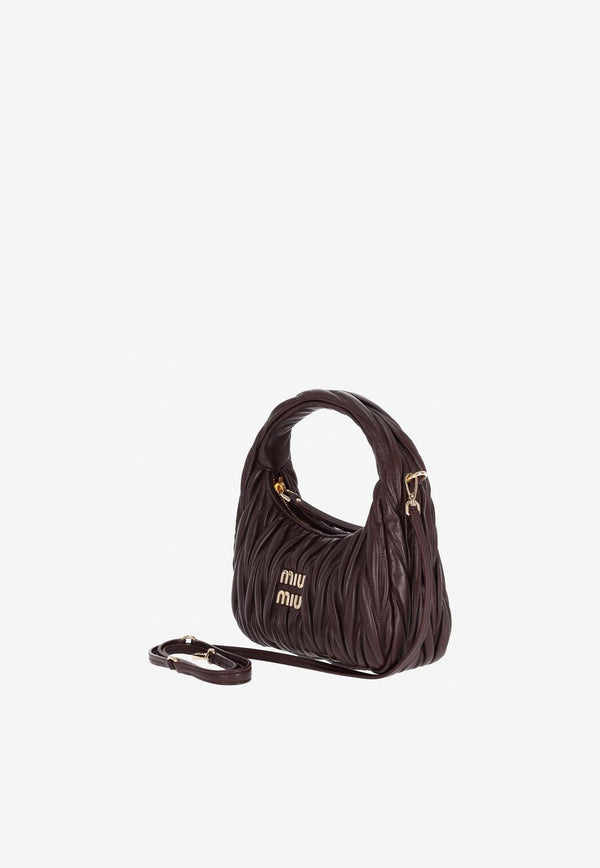 Miu Miu Mini Wander Matelassé Leather Hobo Bag Brown 5BC125VOOYN88_F0NBL