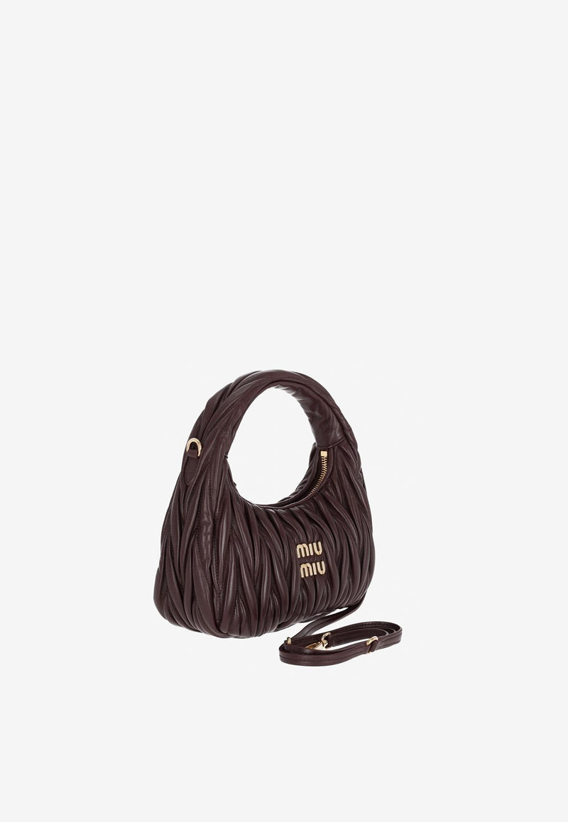 Miu Miu Mini Wander Matelassé Leather Hobo Bag Brown 5BC125VOOYN88_F0NBL