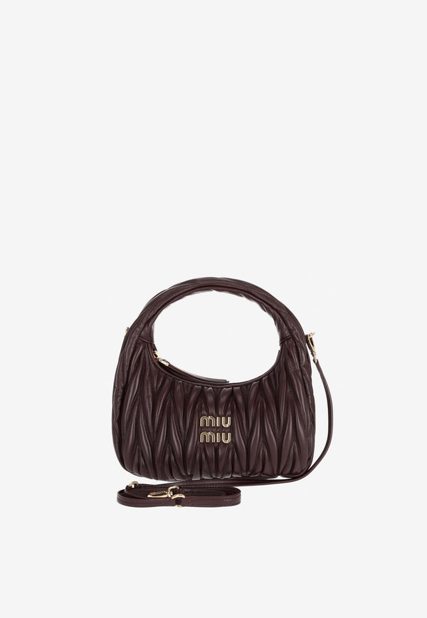 Miu Miu Mini Wander Matelassé Leather Hobo Bag Brown 5BC125VOOYN88_F0NBL