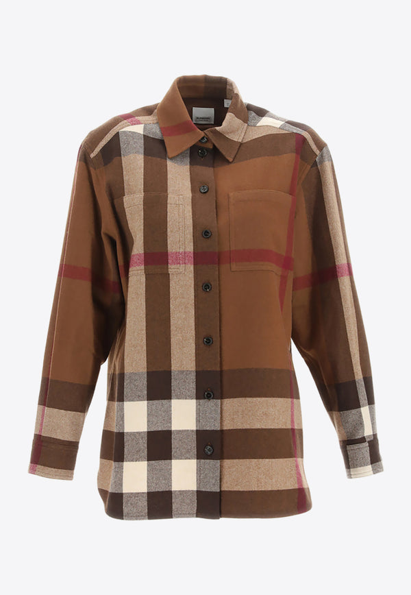 Burberry Avalon Checked Wool-Blend Shirt Brown 8071840_146537_A9011