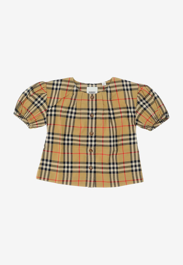 Burberry Kids Girls Checked Blouse 8072346_116036_A7028 Beige