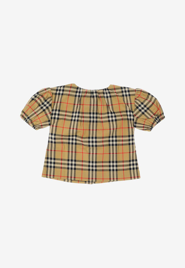 Burberry Kids Girls Checked Blouse 8072346_116036_A7028 Beige