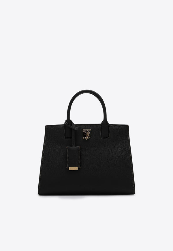 Burberry Mini Frances Monogram Tote Bag in Grained Leather Black 8072511133003/O_BURBE-A1189