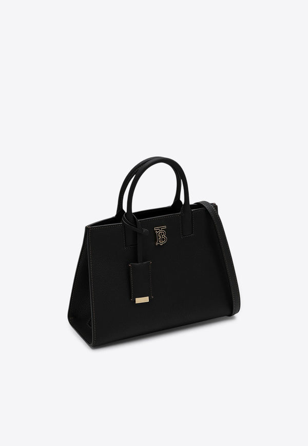 Burberry Mini Frances Monogram Tote Bag in Grained Leather Black 8072511133003/O_BURBE-A1189