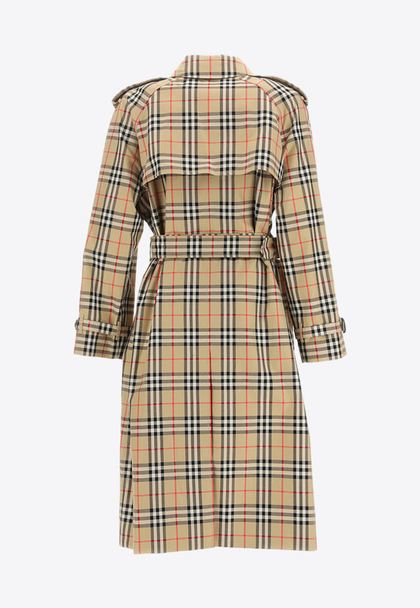 Burberry Double-Breasted Checked Trench Coat Beige 8072716_145553_A7028
