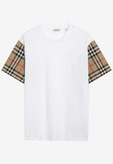 Burberry Checked-Sleeves T-shirt White 8073029121048/R_BURBE-A1464