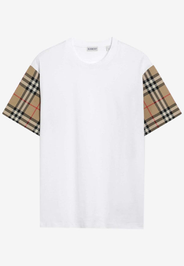 Burberry Checked-Sleeves T-shirt White 8073029121048/R_BURBE-A1464