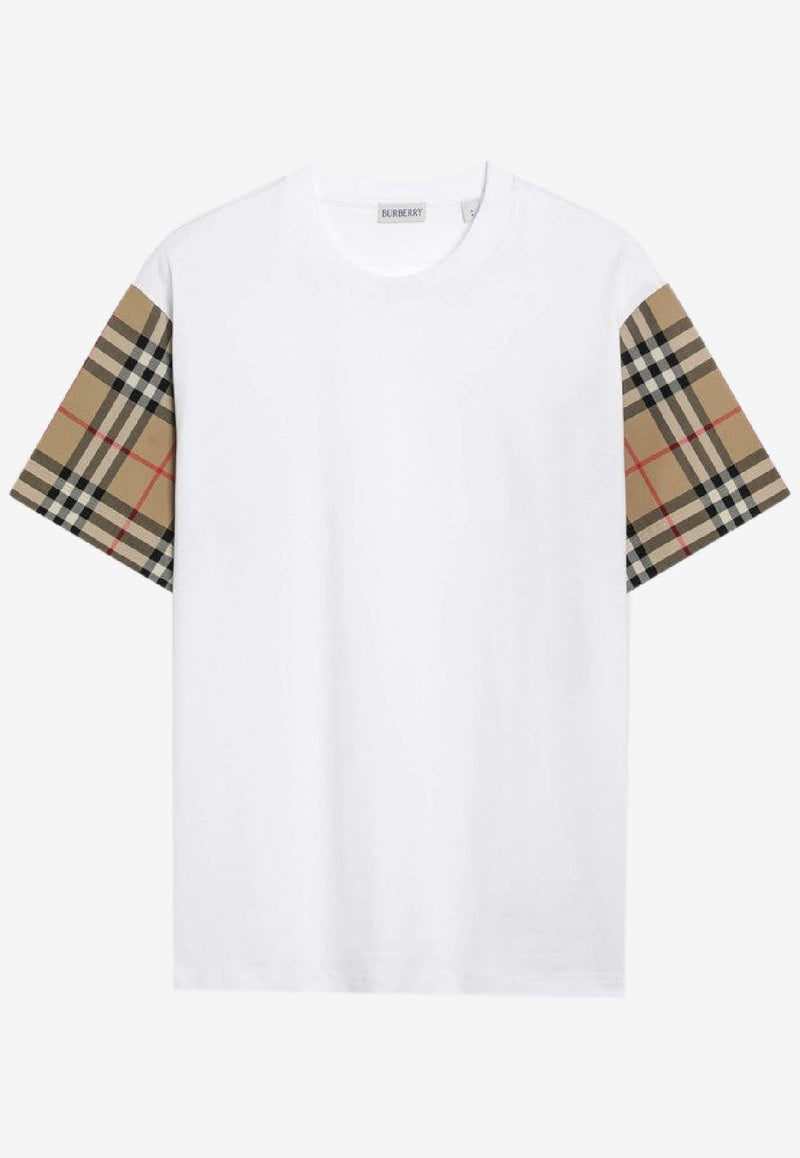 Burberry Checked-Sleeves T-shirt White 8073029121048/R_BURBE-A1464
