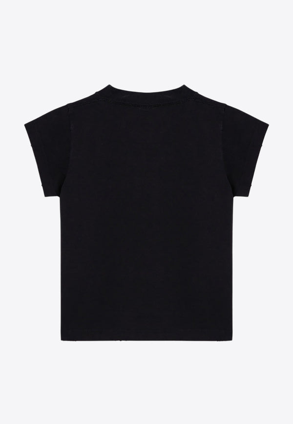 Balenciaga Printed Cropped T-shirt Black 807341TRVH3/P_BALEN-1055