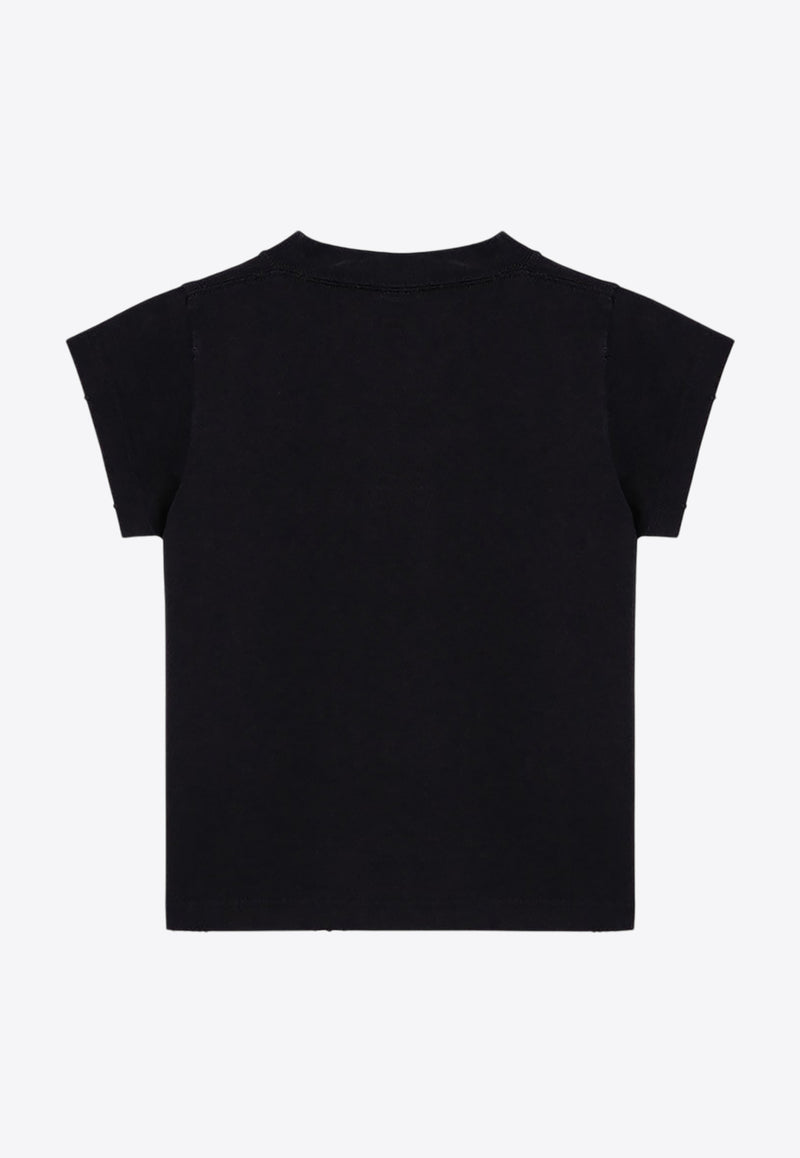 Balenciaga Printed Cropped T-shirt Black 807341TRVH3/P_BALEN-1055