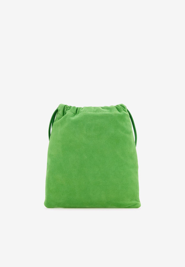 Miu Miu Logo Suede Drawstring Pouch Green 5NG0102CTA_F0225