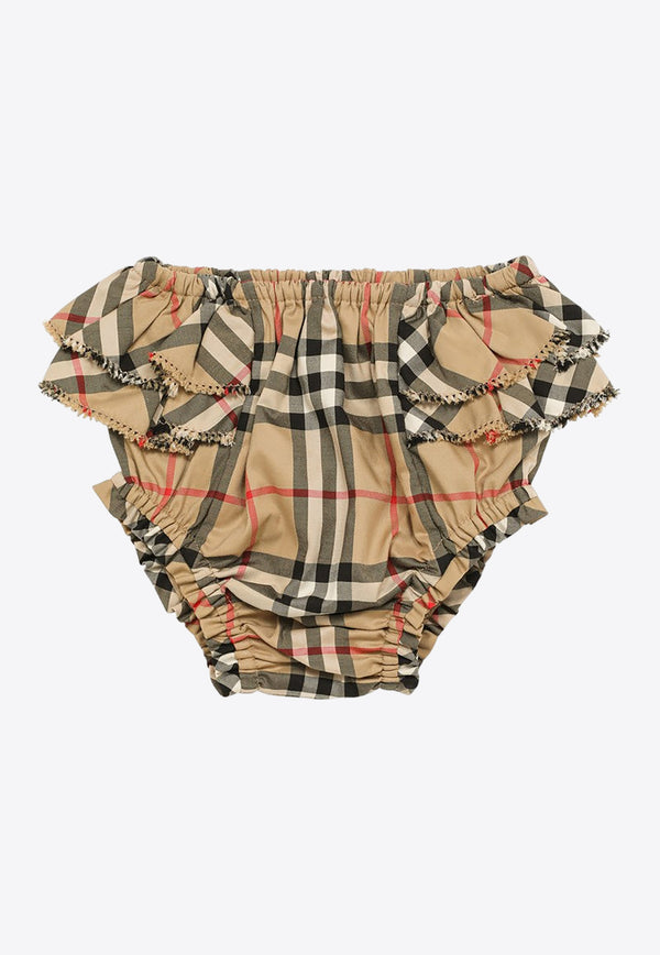 Burberry Kids Babies Vintage Check Stretch Bloomers Beige 8078055116036/O_BURBE-A7028