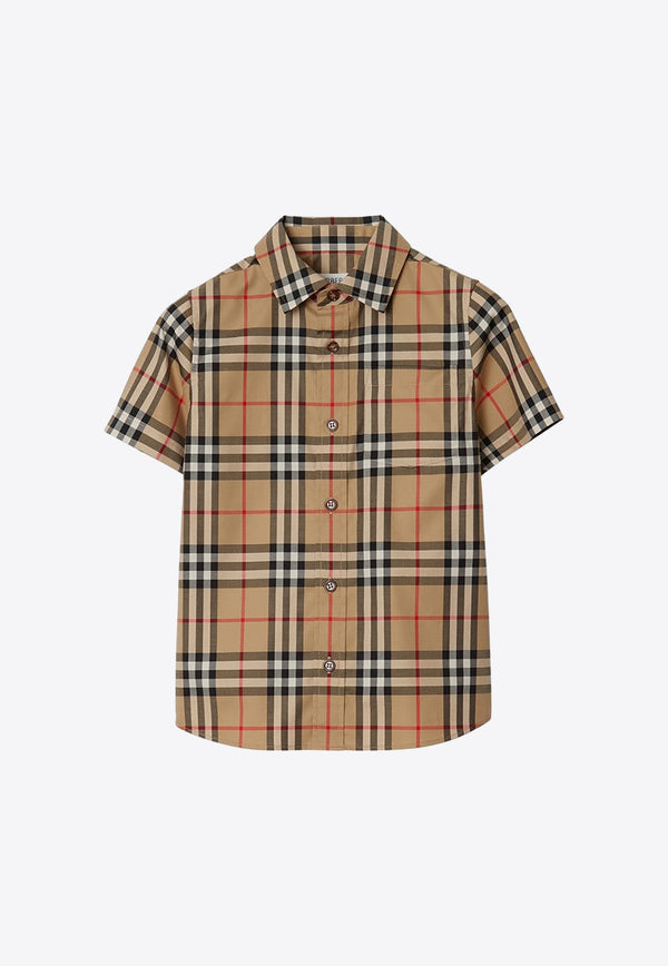 Burberry Kids Boys Vintage Check Poplin Shirt 8078748116036/O_BURBE-A7028