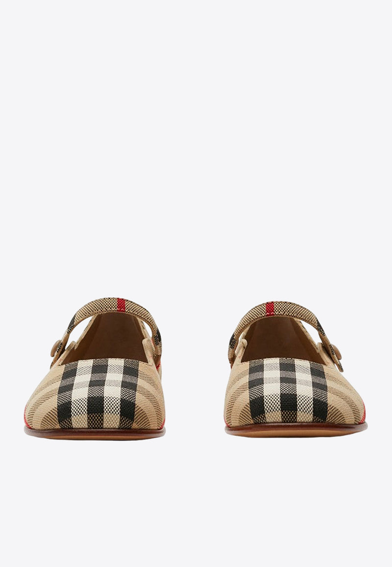 Burberry Kids Girls Vintage Check Mary-Jane Ballet Flats Beige 8078894131833/O_BURBE-A7028