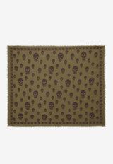 Alexander McQueen Classic Skull Frayed Scarf Green 8078894943Q 3373
