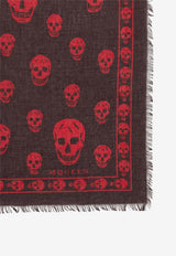 Alexander McQueen Classic Skull Frayed Scarf Red 8078894943Q 6074
