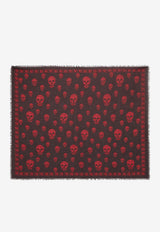 Alexander McQueen Classic Skull Frayed Scarf Red 8078894943Q 6074