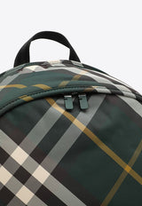 Burberry Large Check Pattern Shield Backpack Green 8080679154734/O_BURBE-B8636