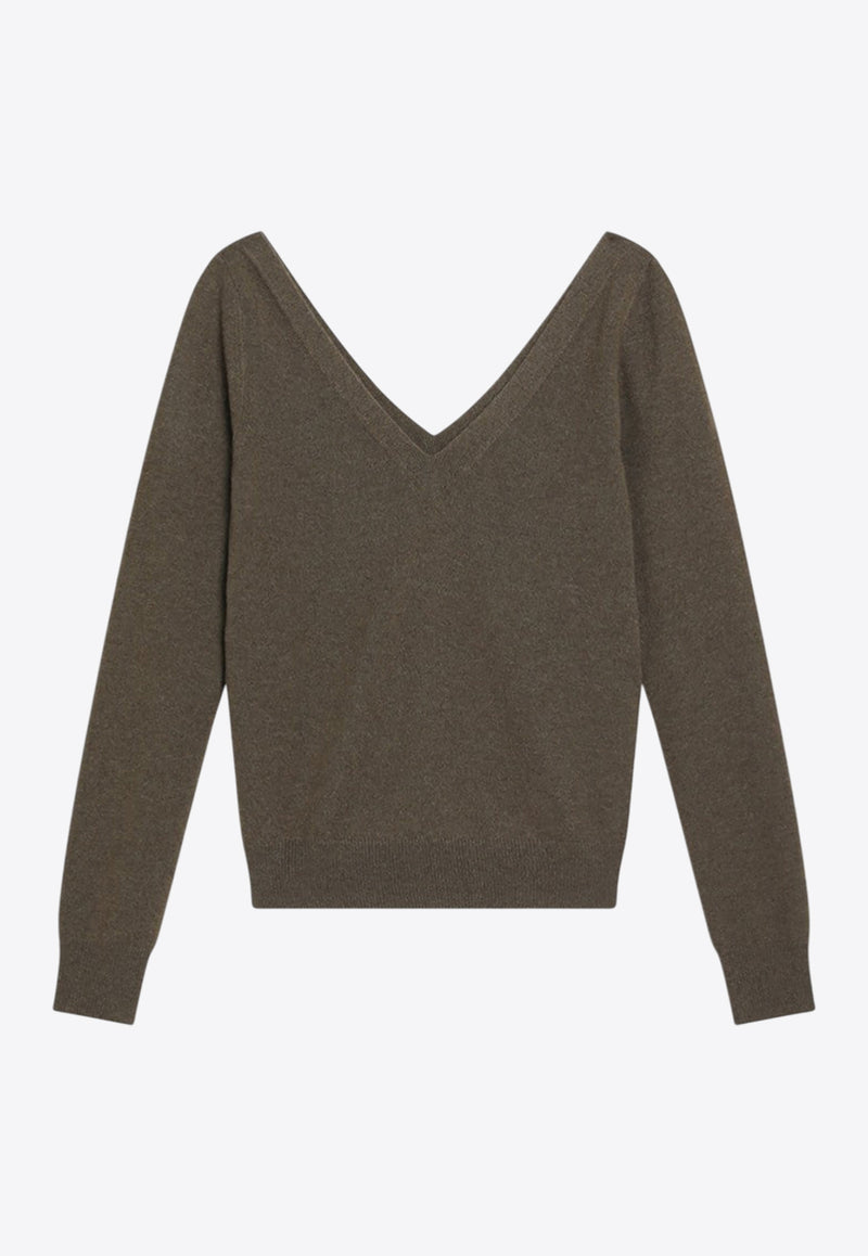 Saint Laurent V-neck Cropped Sweater Green 808068YALL2/R_YSL-1333