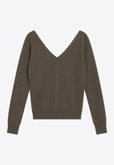 Saint Laurent V-neck Cropped Sweater Green 808068YALL2/R_YSL-1333