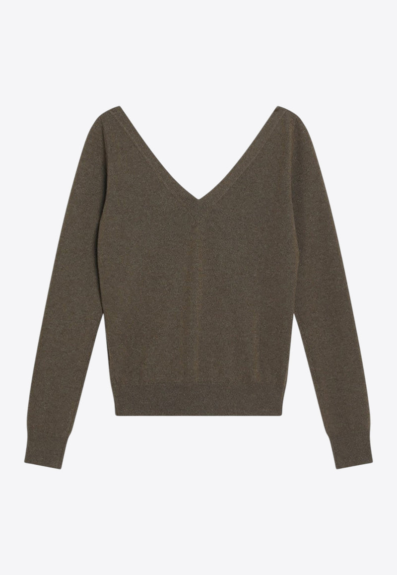 Saint Laurent V-neck Cropped Sweater Green 808068YALL2/R_YSL-1333