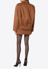 Saint Laurent Single-Breasted Wool Short Coat Camel 808239Y060R/P_YSL-2577