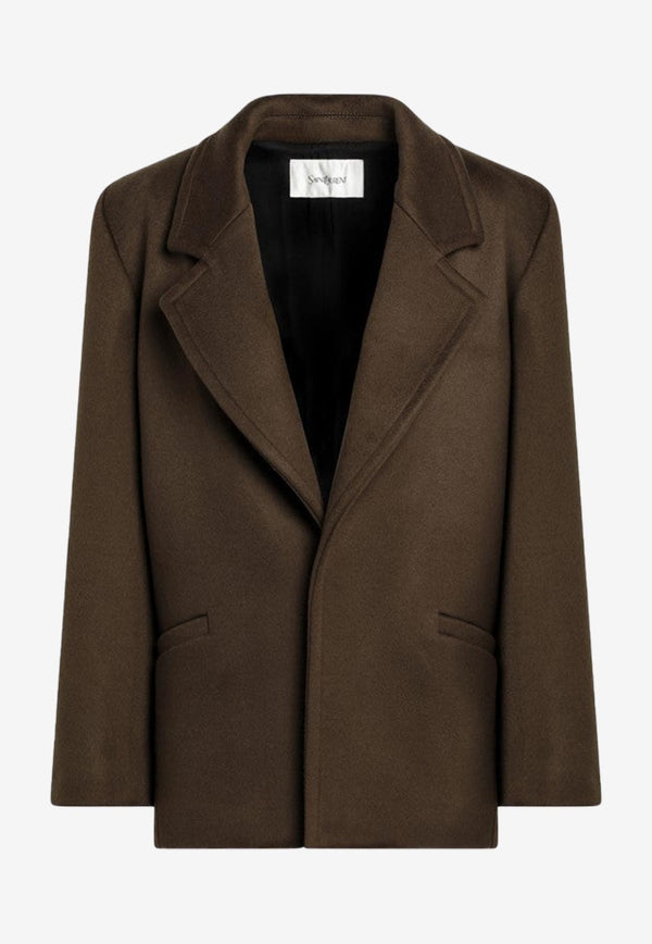 Saint Laurent Single-Breasted Wool Short Coat Green 808239Y060R/P_YSL-1302