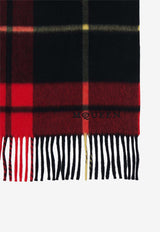 Alexander McQueen Tartan Check Wool and Cashmere Scarf Red 8082413814Q 6460