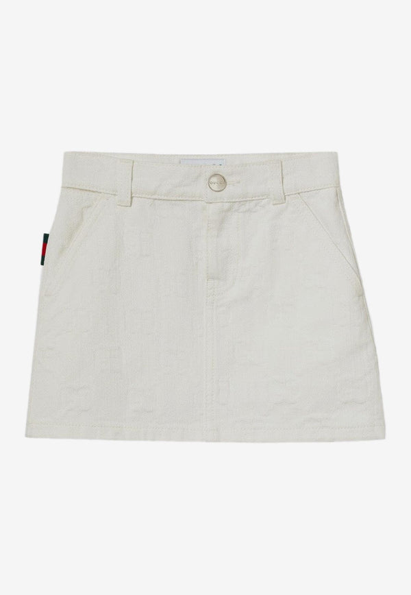 Gucci Kids Girls GG Jacquard Denim Mini Skirt White 808297XDC56/Q_GUC-9692