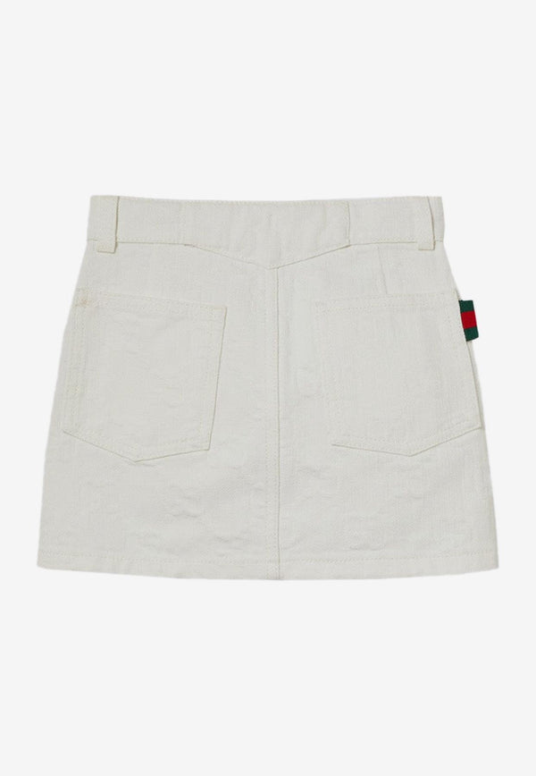 Gucci Kids Girls GG Jacquard Denim Mini Skirt White 808297XDC56/Q_GUC-9692