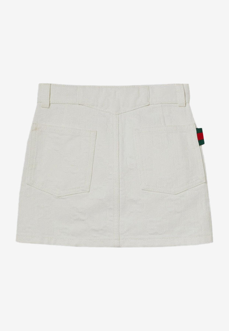 Gucci Kids Girls GG Jacquard Denim Mini Skirt White 808297XDC56/Q_GUC-9692